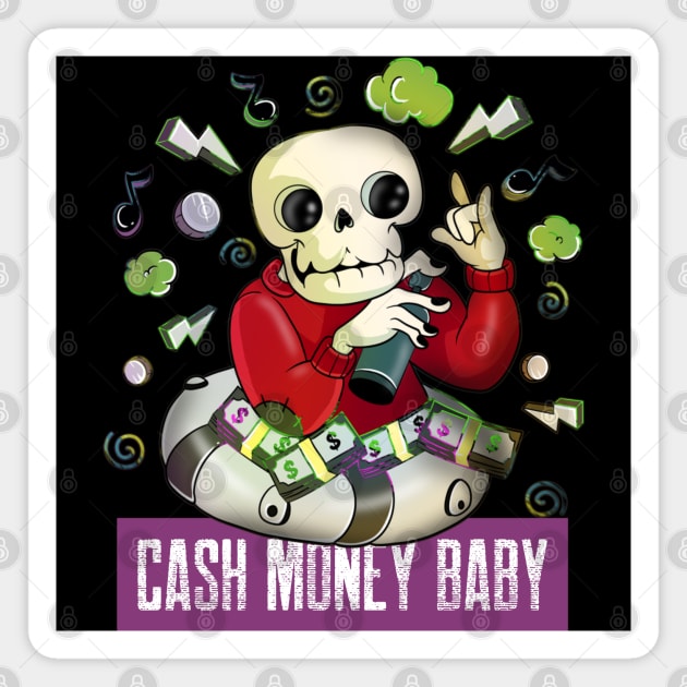 Music Lover skeleton - Money Skull Magnet by Trendy Black Sheep